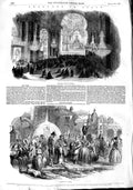 Original Old Antique Print 1848 Spain Holy Week Madrid Fountain Stree Victorian