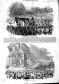 Original Old Antique Print 1848 March Siers Champs Elysees Arc De L'Etoile 19th