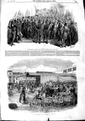 Original Old Antique Print 1848 Government National Guard Flowers Covent Garden