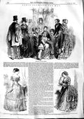Original Old Antique Print 1848 Fashion Longchamp Walking Dresses Taffetas Ball