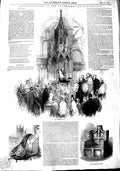 Original Old Antique Print 1848 Enthronization Archbishop Canterbury Cathedral