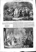 Original Old Antique Print 1848 Ball Room Dancing 1700 Euphrosyne Royal Academy
