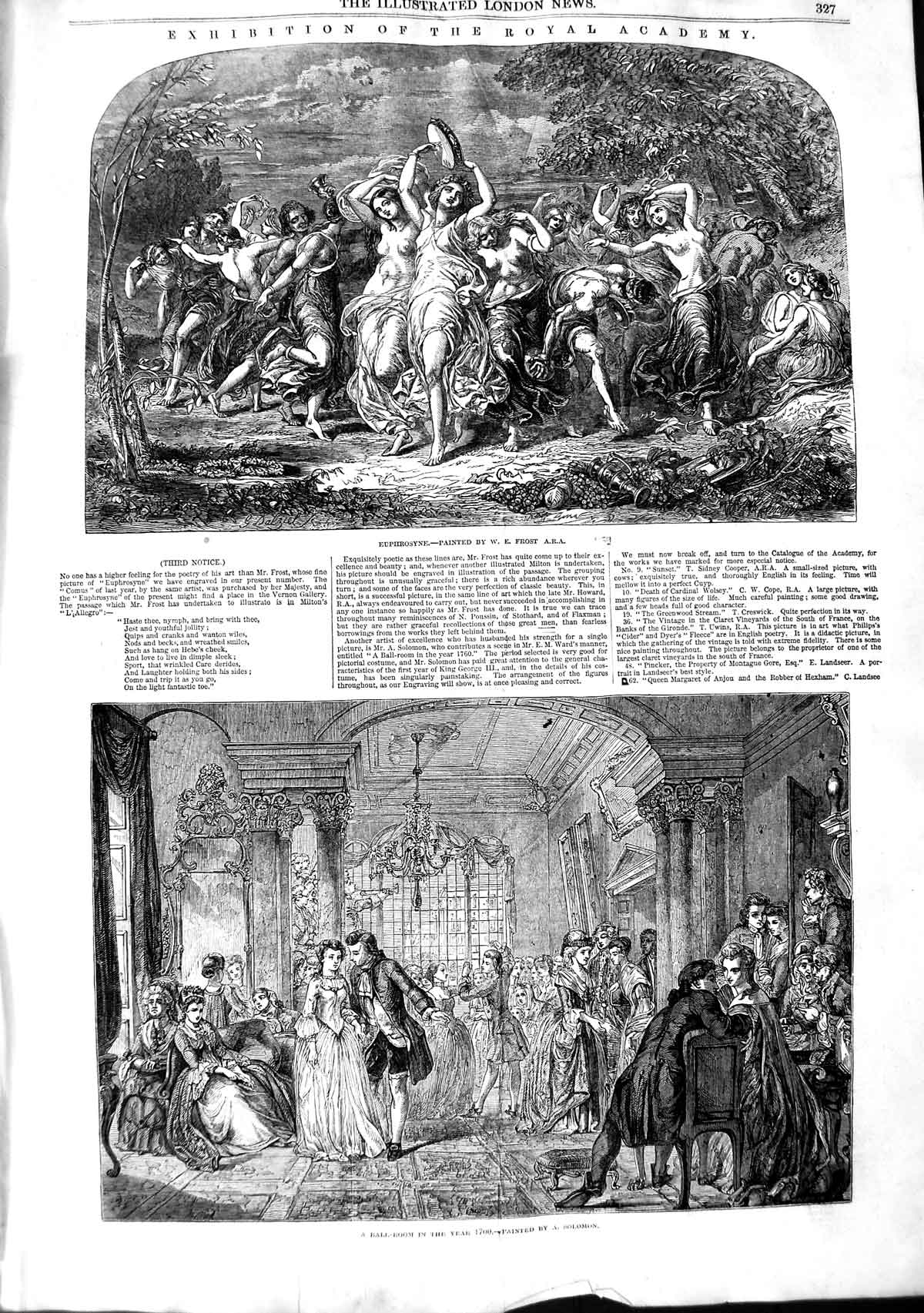 Original Old Antique Print 1848 Ball Room Dancing 1700 Euphrosyne Royal Academy