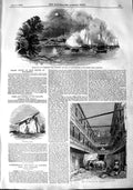 Original Old Antique Print 1848 Ships President Eurydice Mozambique Bishopgate