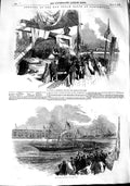 Original Old Antique Print 1848 Mayor Portsmouth Queen Steam Basin Ship Fairy