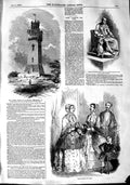 Original Old Antique Print 1848 Victoria Tower Guernsey Statue Charles Morgan