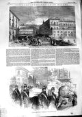 Old Antique Print 1848 Insurrection Naples King'S Palace Toledo St. Elmo 19th