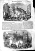 Old Antique Print 1848 Conflict Maubert Bivouac Troops National Assembly 19th