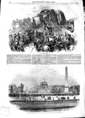 Old Antique Print 1848 Funeral Car Victims June Altar Place De Concorde 19th