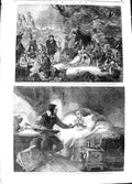 Old Antique Print 1848 Michael Angelo Servant Urbino Highgate Fields Fire 19th