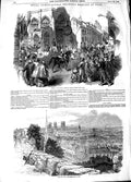 Original Old Antique Print 1848 Agricultural York Prince Albert Hornsby Engine