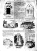 Original Old Antique Print 1848 Archaeology Lincoln Monk'S Barn Bishop'S Palace