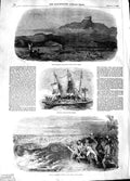Original Old Antique Print 1848 Mount Victoria New Guinea Canoe Affray Natives