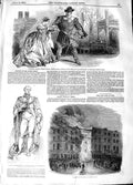 Old Antique Print 1848 Royal Italian Opera Statue Shaw Albany Street Fire 19th