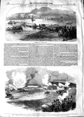 Original Old Antique Print 1848 Siege Operations Chatham Pontoon Bridge Sappers