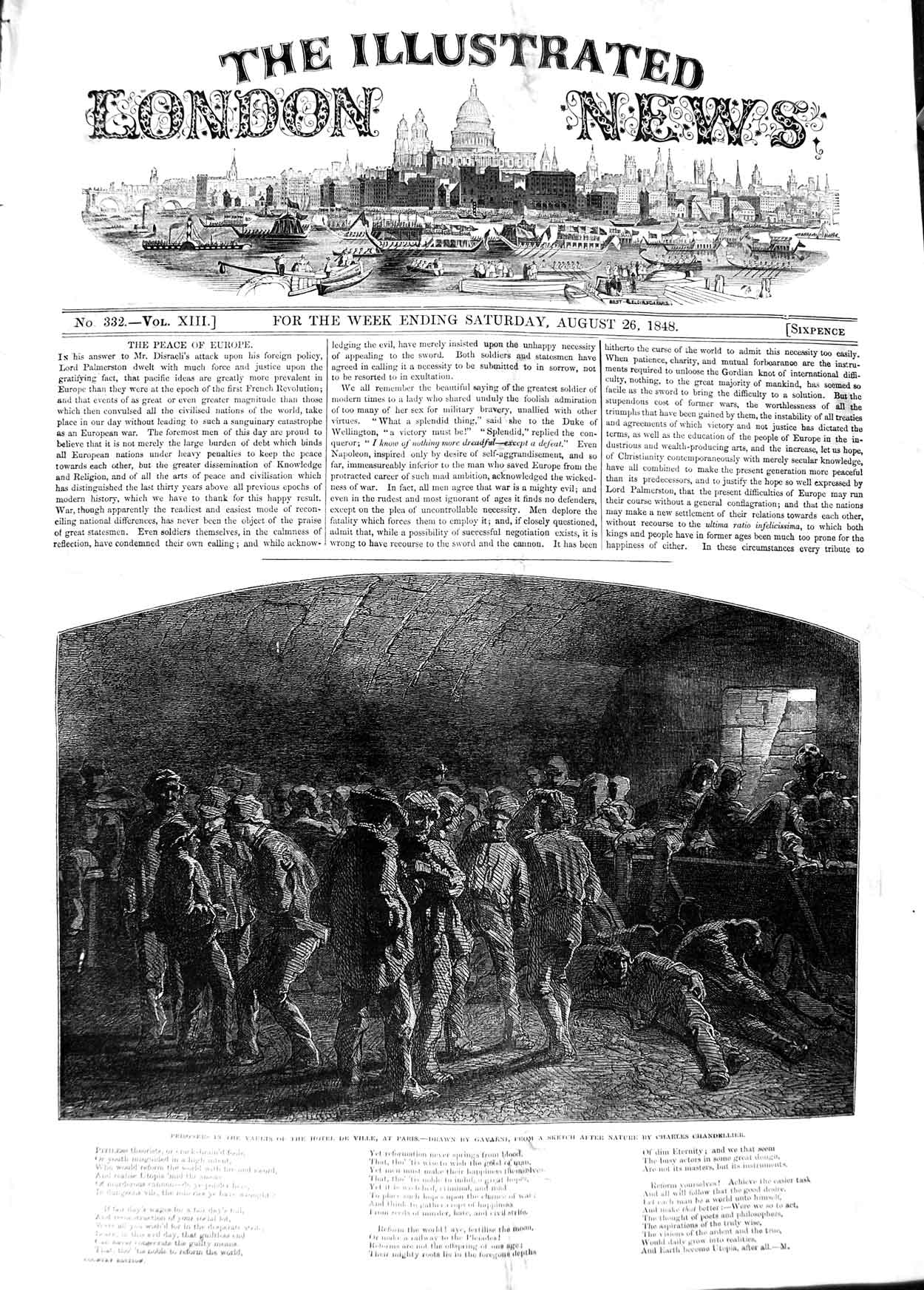 Original Old Antique Print 1848 Prisoners Vaults Hotel De Ville Paris France