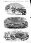 Original Old Antique Print 1848 Chester Hollyhead Railway Conway Bangor Station