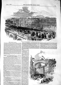 Original Old Antique Print 1848 High Level Railway Bridge Newcastle-Upon-Tyne