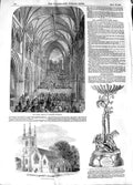 Old Antique Print 1848 Musical Festival Worcester Cathedral Ewell Church 19th