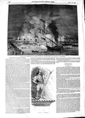 Old Antique Print 1848 Great Fire Constantinople Yagh Kapan Ship Fireman 19th