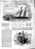 Original Old Antique Print 1848 Schooner Yacht Volna Blackwall Duke Russia Ship