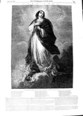 Original Old Antique Print 1848 Fine Art Portrait Conception Louvre Paris 19th