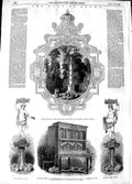 Original Old Antique Print 1848 S Stowe Toilet-Glass Frame Organ Villiers 19th