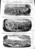 Original Old Antique Print 1848 Lancashire Railway Alderbottom Viaduct Acc 19th