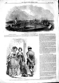Original Old Antique Print 1848 Lowestoff Harbour Ships Paris Ladies Fashion