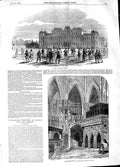 Original Old Antique Print 1848 Siers Troops Belvedere Westminster Abbey Edward