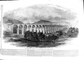 Old Antique Print 1848 Great Dee Viaduct Shrewsbury Chester Railway Train 19th