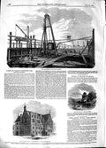 Original Old Antique Print 1848 Clarke Atmospheric Pile-Driving Machine 19th