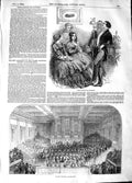 Original Old Antique Print 1848 Orchestra Harmonic Society Exeter Hall Fashion