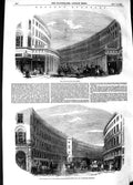 Original Old Antique Print 1848 Regent'S Quadrant Vigo Street Tichborne London