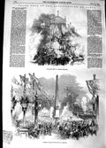 Original Old Antique Print 1848 Fete Constitution Paris Altar Chapelle Concorde