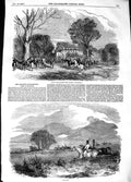 Old Antique Print 1848 Queen Stag Hounds Hillingdon Hunting Horses Sport 19th
