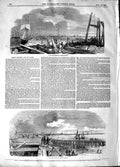 Original Old Antique Print 1848 View Dock Works Great Grimsby Ships England