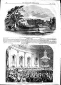 Old Antique Print 1848 Bentley Priory Queen Dowager Rotunda Dublin Napier 19th