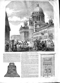 Old Antique Print 1848 Cathedral Saint Isaac Petersburg Great Bell Gate 19th
