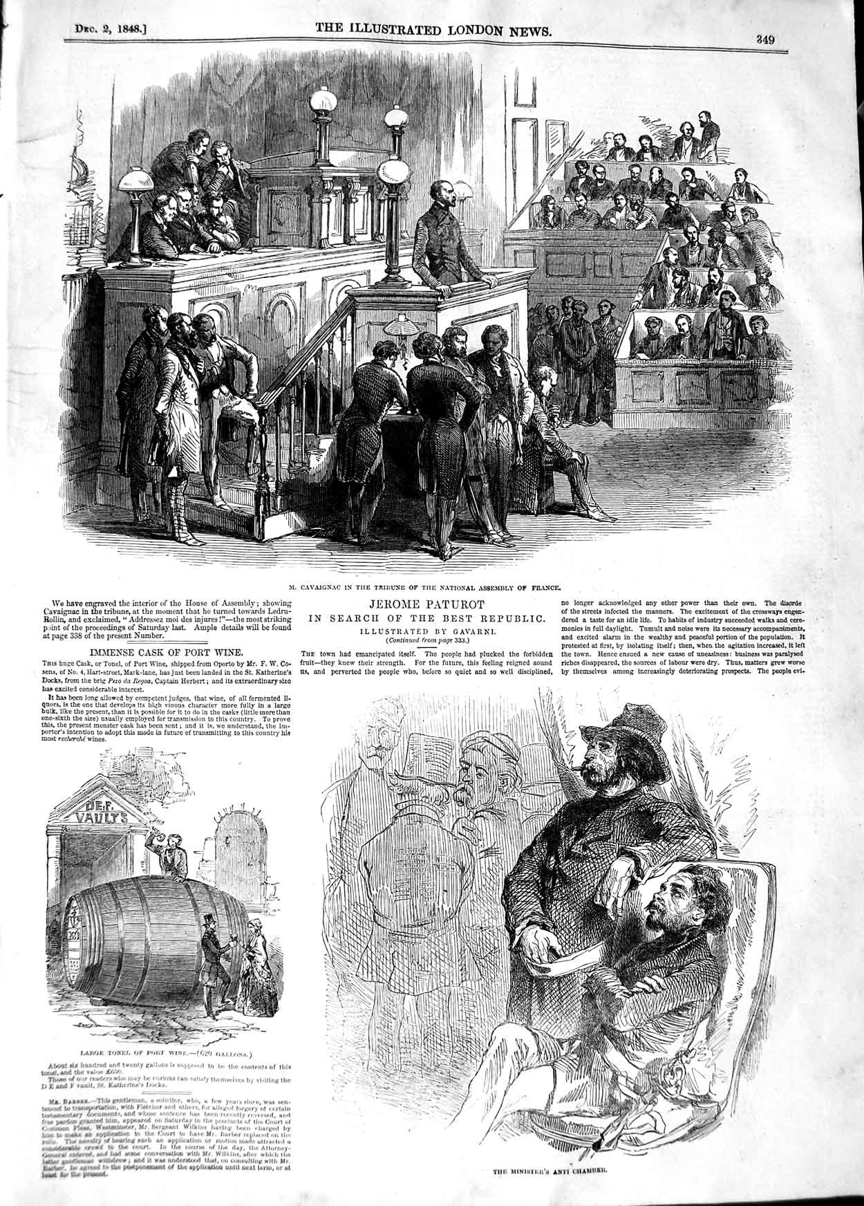 Old Antique Print 1848 Minister'S Anti Chamber Cavaignac Assembly France 19th