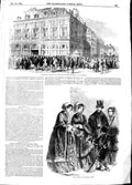 Original Old Antique Print 1848 Hotel Rhin Vendome Louis Napoleon Paris Fashion