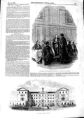 Original Old Antique Print 1848 Queen'S College Oxford Middlesex Hospital B 19th
