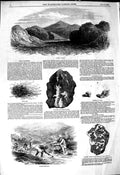 Original Old Antique Print 1849 GWashing River Quartz Dust Mining California