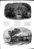 Original Old Antique Print 1849 Mail Coaches Horses Railway Train Lette 19th