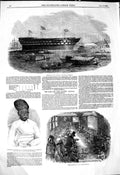 Original Old Antique Print 1849 Ship Meanee Bombay Lamb Ragged School Rustomjee