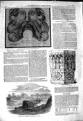 Old Antique Print 1849 Ship Wreck Glenbervie Bristol Mosaic Font Taunton 19th