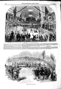 Original Old Antique Print 1849 Christmas Festivities Manchester Wassail Bowl