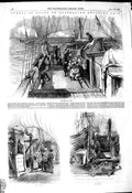 Original Old Antique Print 1849 Deck Australian Emigrant Ship Dinner For 19th