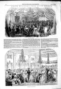 Original Old Antique Print 1849 Grand Military Fete St. Helen'S Supper Pavilion