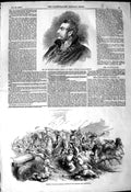 Original Old Antique Print 1849 Brigadier-General Cureton Death Ramnug Victorian